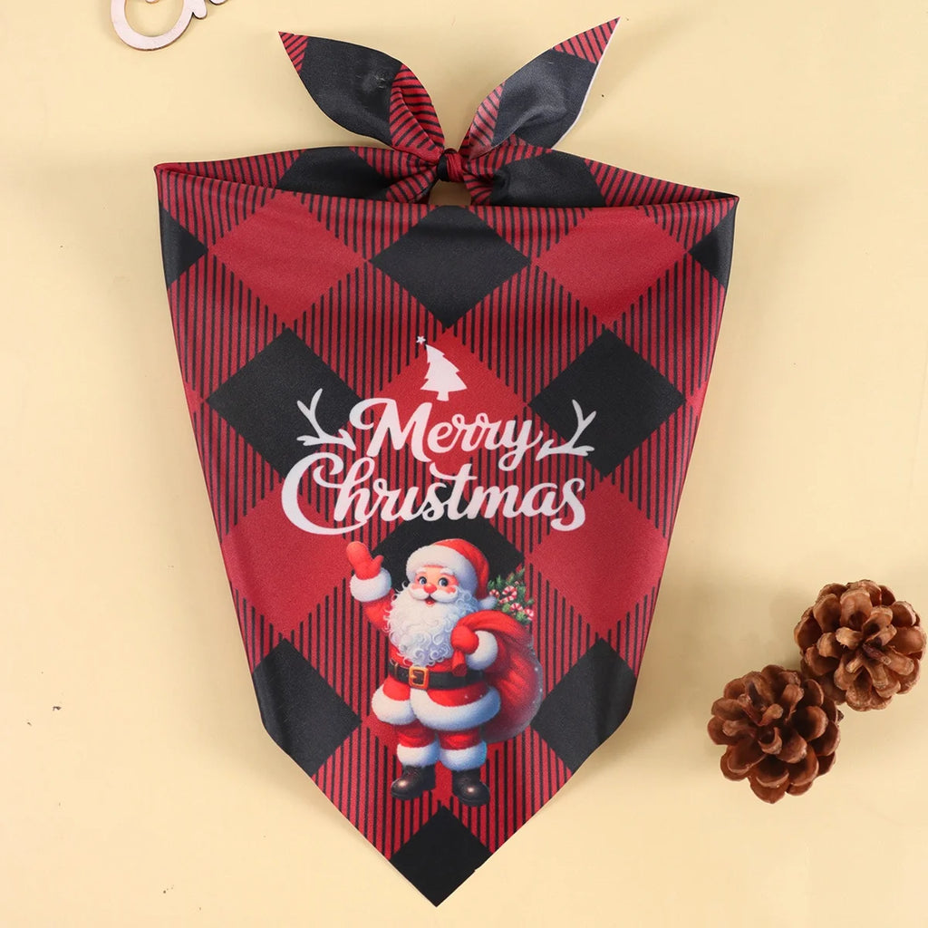 Christmas Plaid Dog Bandanas 2-Pack, Washable Holiday Pet Scarf Bibs