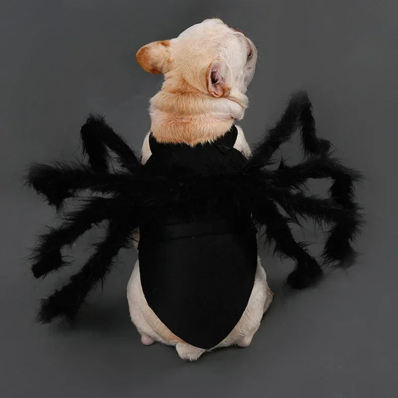 Furry Spider Costume for Dogs and Cats, Easy-On Halloween Pet Outfit