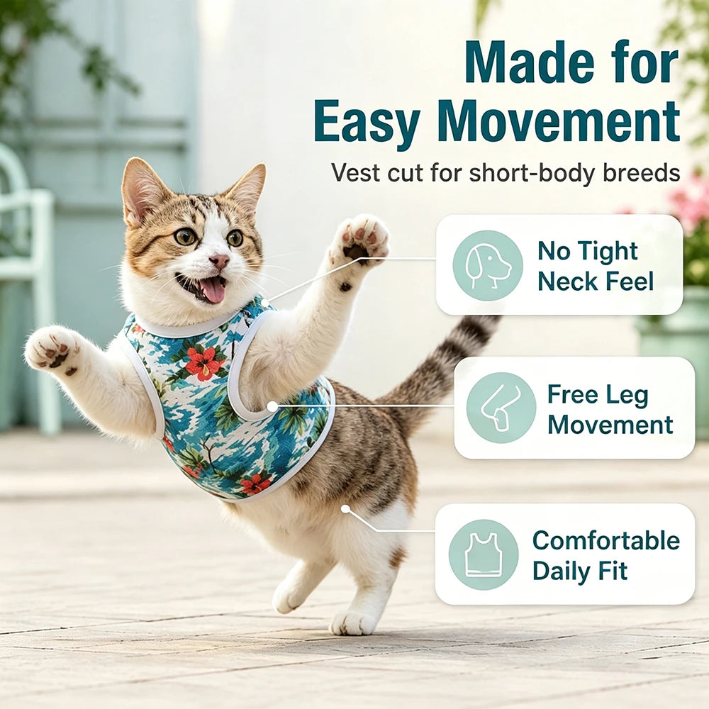 3-Pack Hawaiian Pet Shirts, Lightweight Breathable Cat & Dog Vests