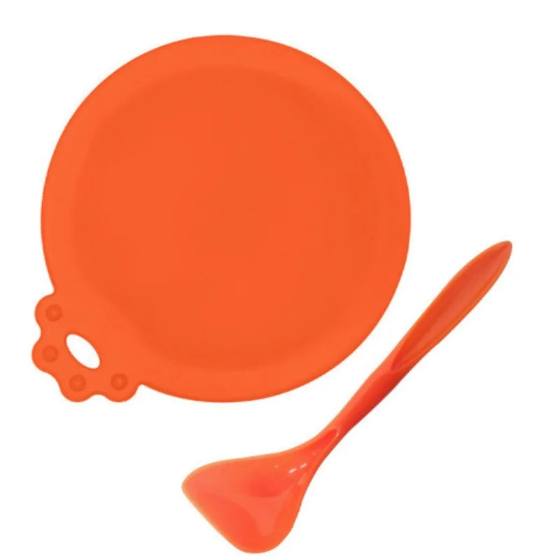 Silicone Pet Food Can Covers with Spoon, 2-Pack Reusable Lids