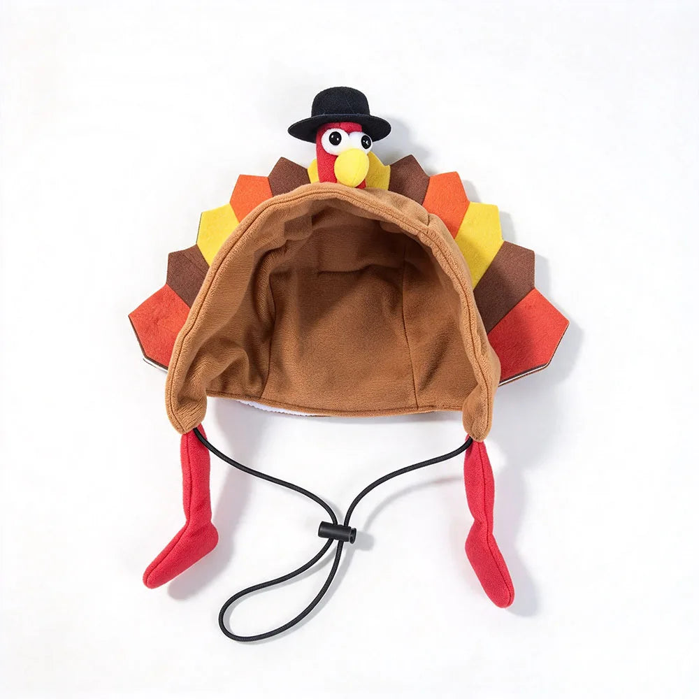 Thanksgiving Turkey Pet Hat, Adjustable Costume for Dogs & Cats
