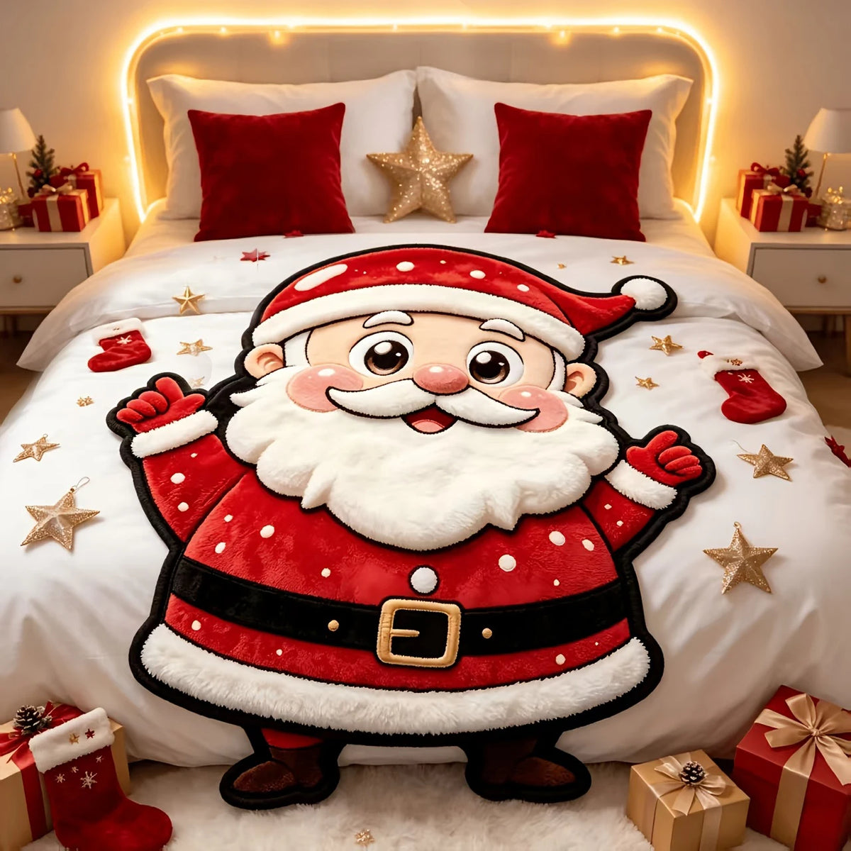 Christmas Santa Claus Flannel Throw Blanket, Cozy Holiday Gift