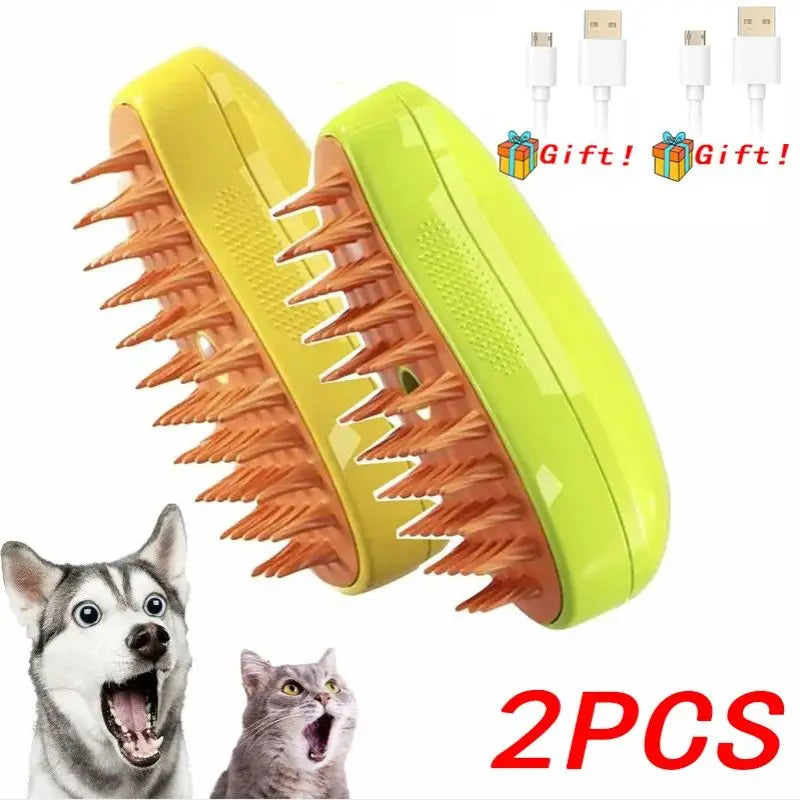 3-in-1 Electric Steam Grooming Brush for Dogs & Cats, Detangling