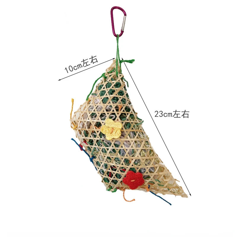 Bamboo Woven Paper Shredder Toy for Parrots, Cockatiels & Budgies