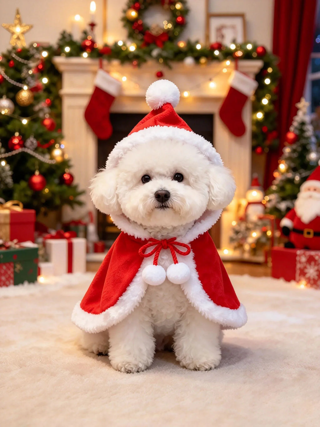 Christmas Santa Hooded Cape for Dogs & Cats