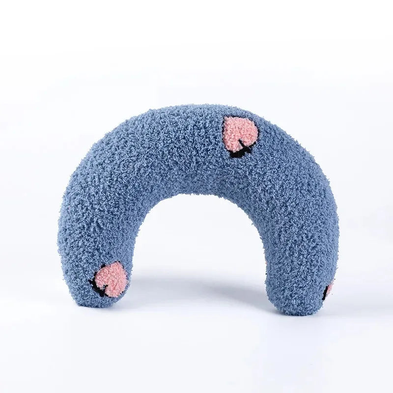 U-Shaped Plush Neck Pillow for Cats & Dogs, Washable Cover