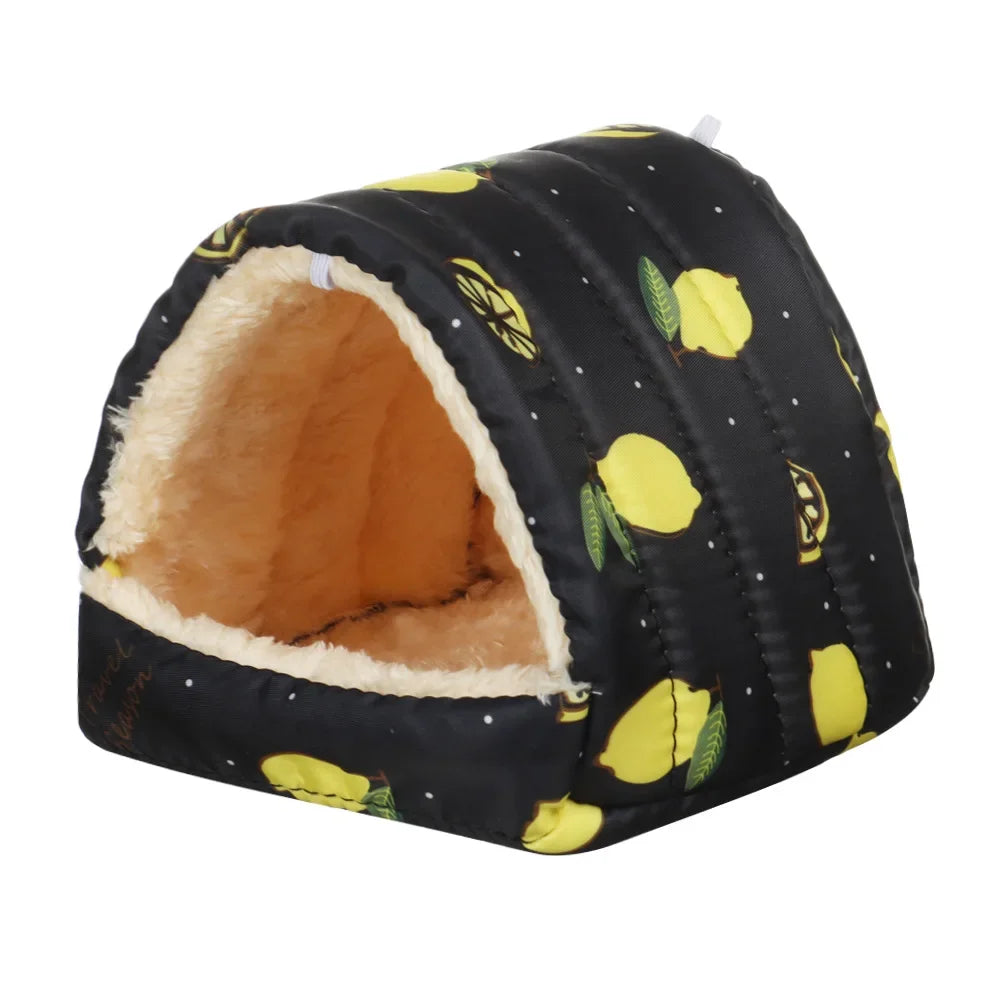 Cute Cartoon Guinea Pig Bed Nest, Warm Plush Small Animal House