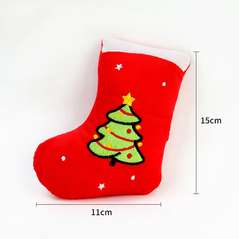 Christmas Stocking Plush Squeaky Dog Toy, Durable Chew Toy