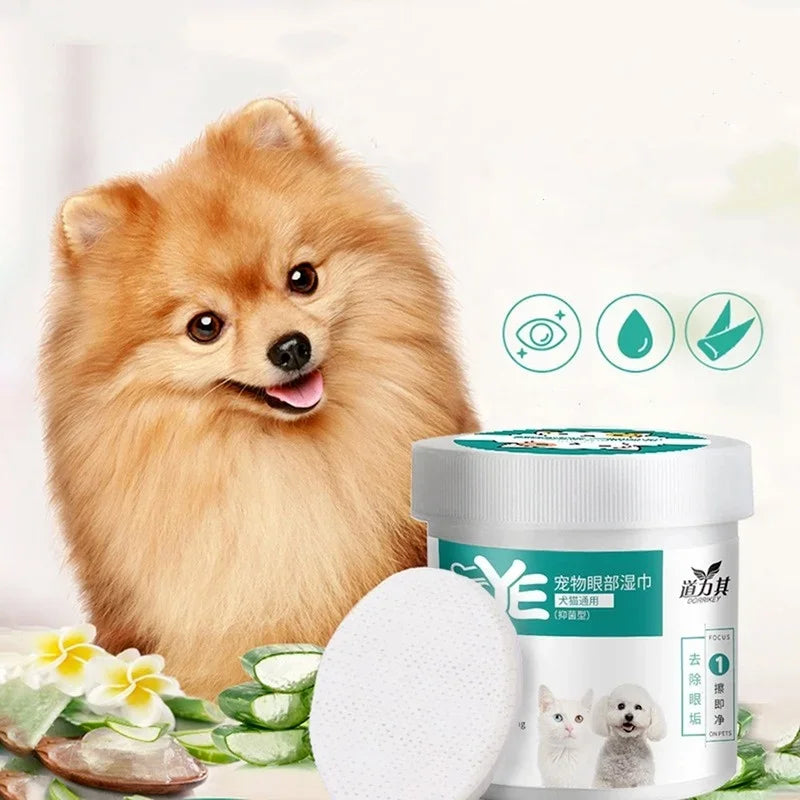Pet Eye Wipes for Dogs and Cats, Gentle Tear Stain Remover, 130 Ct
