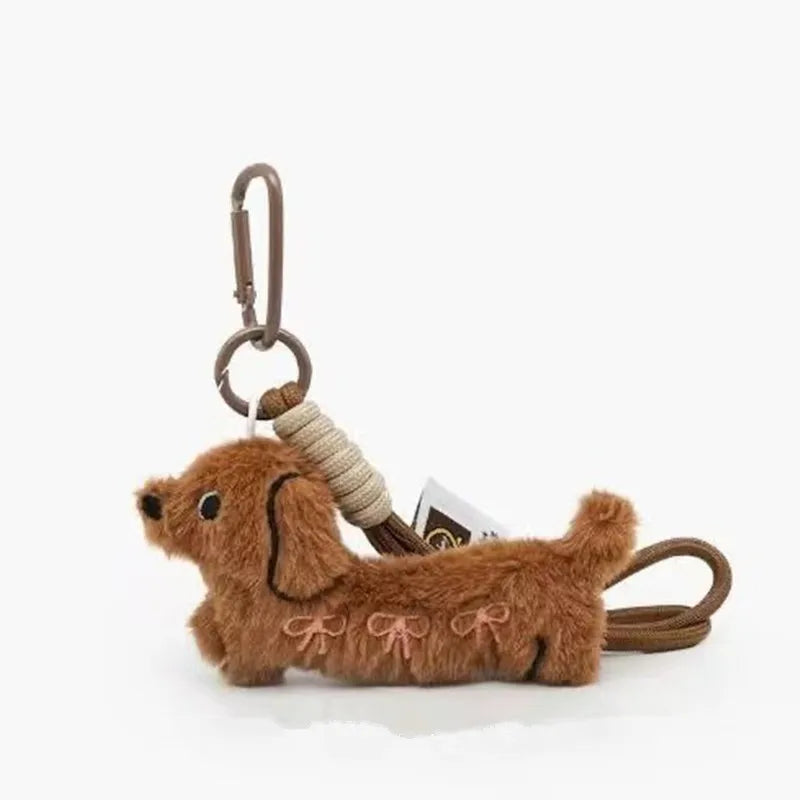 Plush Dachshund Dog Keychain, Cute Bag Charm Gift for Dog Lovers