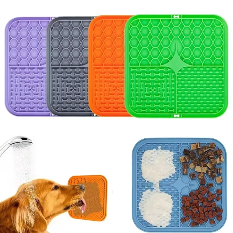 Silicone Suction Lick Mat for Dogs, Slow Feeder Bath Distraction Pad