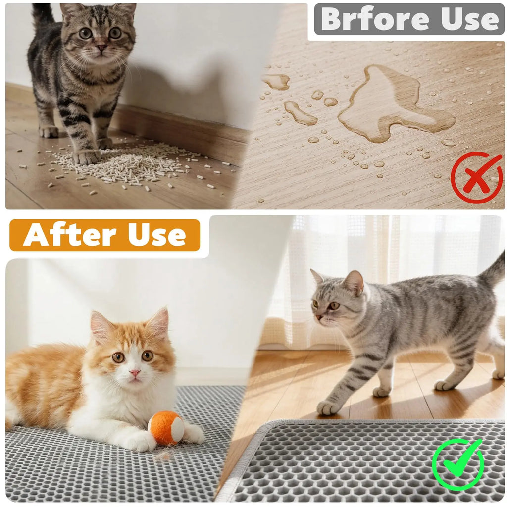 Double-Layer Cat Litter Trapping Mat, Waterproof Non-Slip Pad