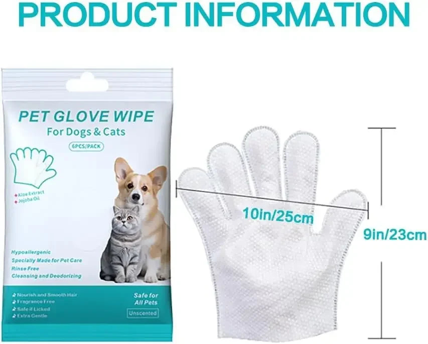 Extra-Thick Unscented Pet Cleaning Wipes for Dogs & Cats, 6 Pack