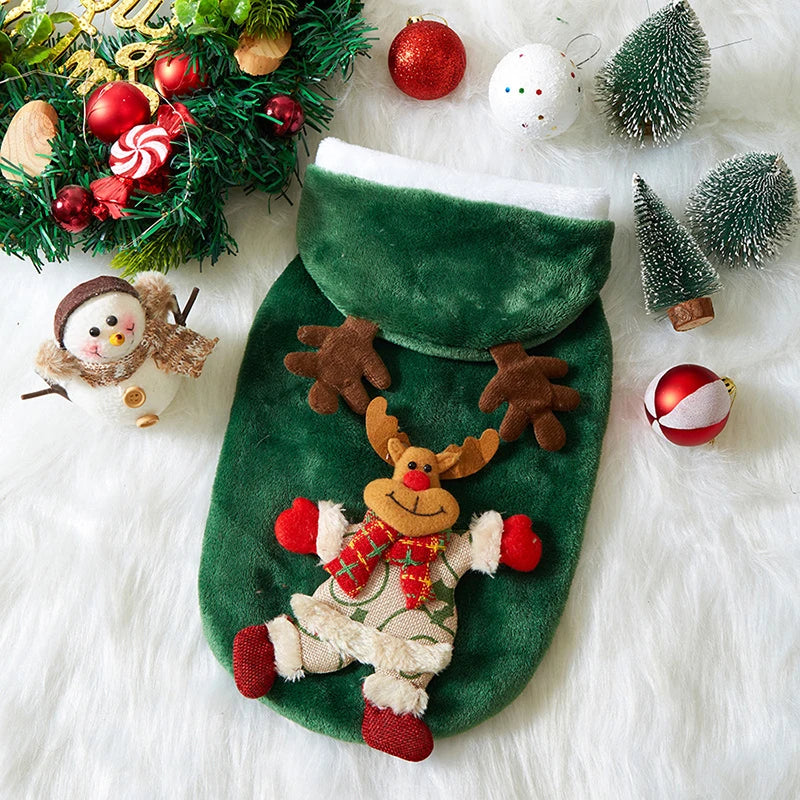 Christmas Flannel Pet Hoodie for Small & Medium Dogs and Cats
