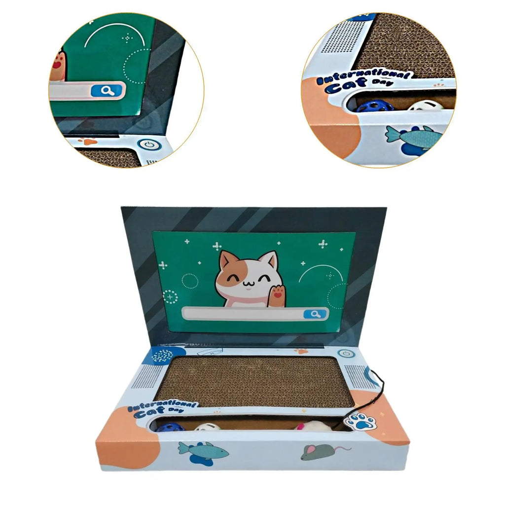 Foldable Cardboard Laptop Cat Scratcher, Fun Scratch Pad for Kittens