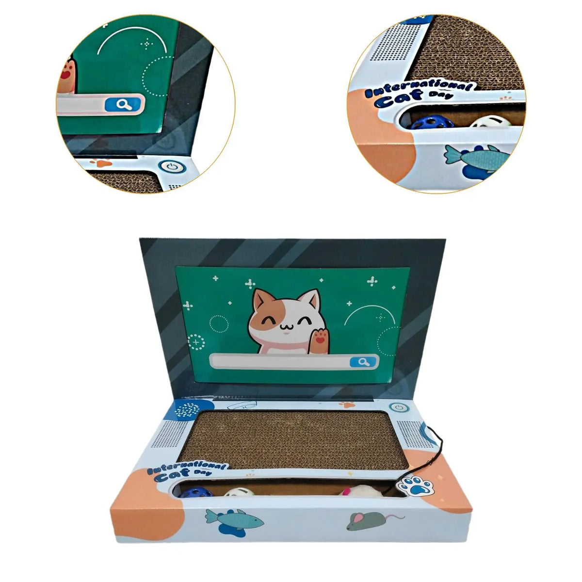 Foldable Cardboard Laptop Cat Scratcher, Fun Scratch Pad for Kittens