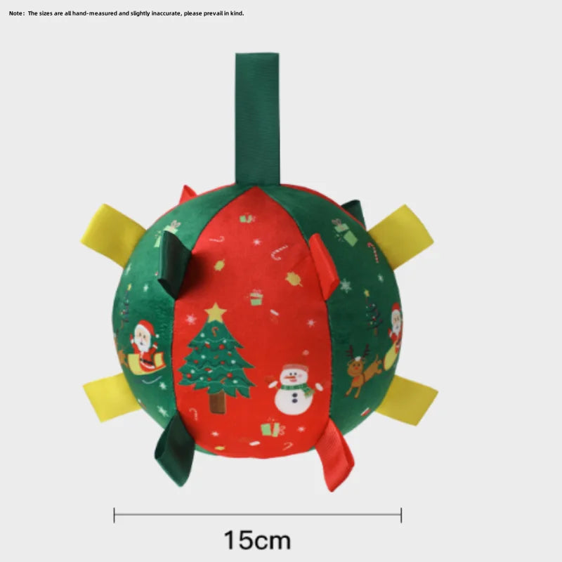 Christmas Themed Interactive Dog Toy Ball with Squeaker Anti-Bite