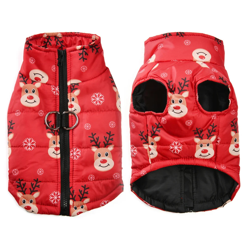 Christmas Snowman Print Dog Jacket for Small & Medium Dogs
