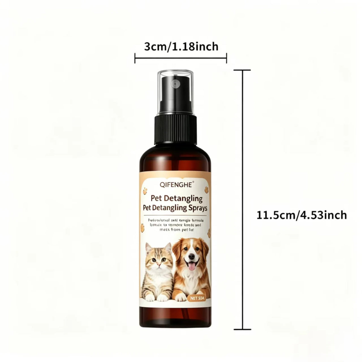 Pet Detangling Spray, Leave-In Conditioner for Dogs & Cats, 50ml
