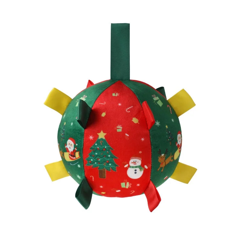Christmas Themed Interactive Dog Toy Ball with Squeaker Anti-Bite