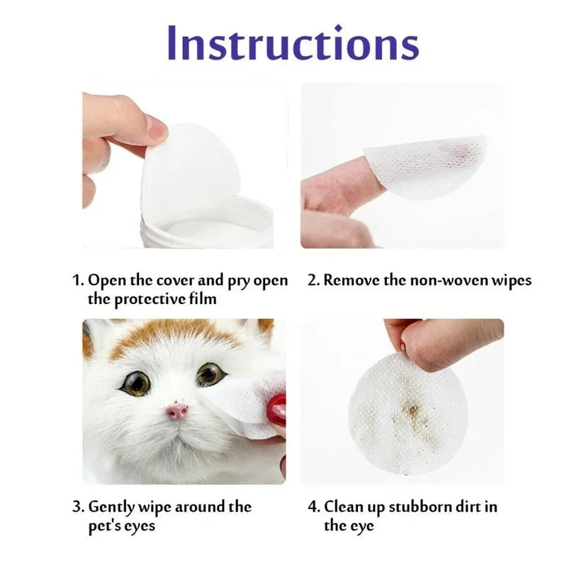 Pet Eye Wipes for Dogs and Cats, Gentle Tear Stain Remover, 130 Ct