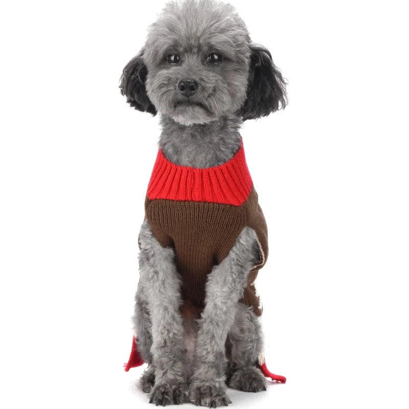 Soft Warm Christmas Turtleneck Dog Sweater for Small Dogs
