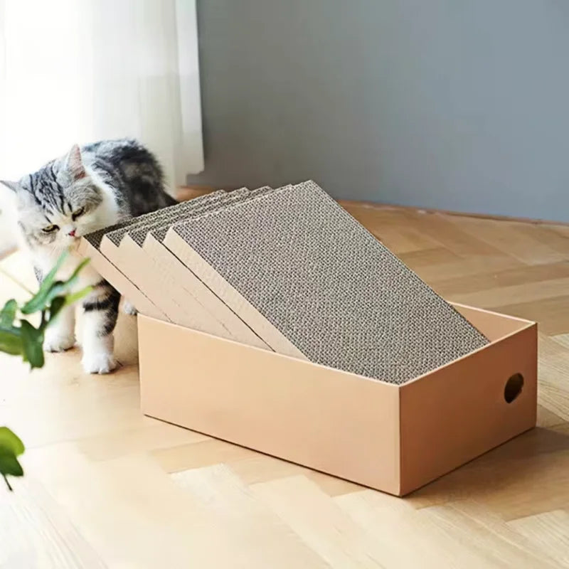 4-Pack Cardboard Cat Scratching Boxes for Indoor Cats and Kittens
