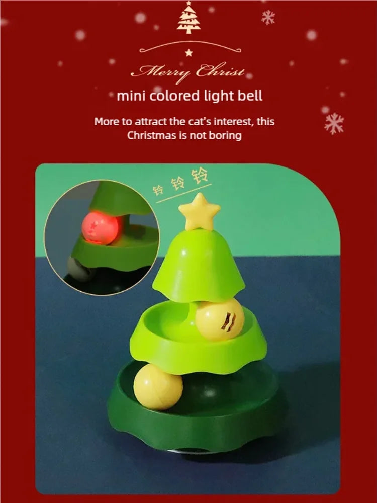 Christmas Tree Shaped Cat Track Turntable Toy Self Play Kitten
