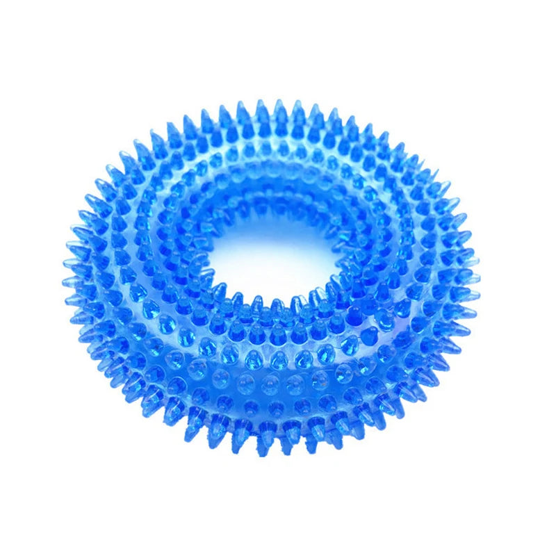Squeaky Spiky Ring Dog Chew Toy, Tooth Cleaning TPR Puppy Toy