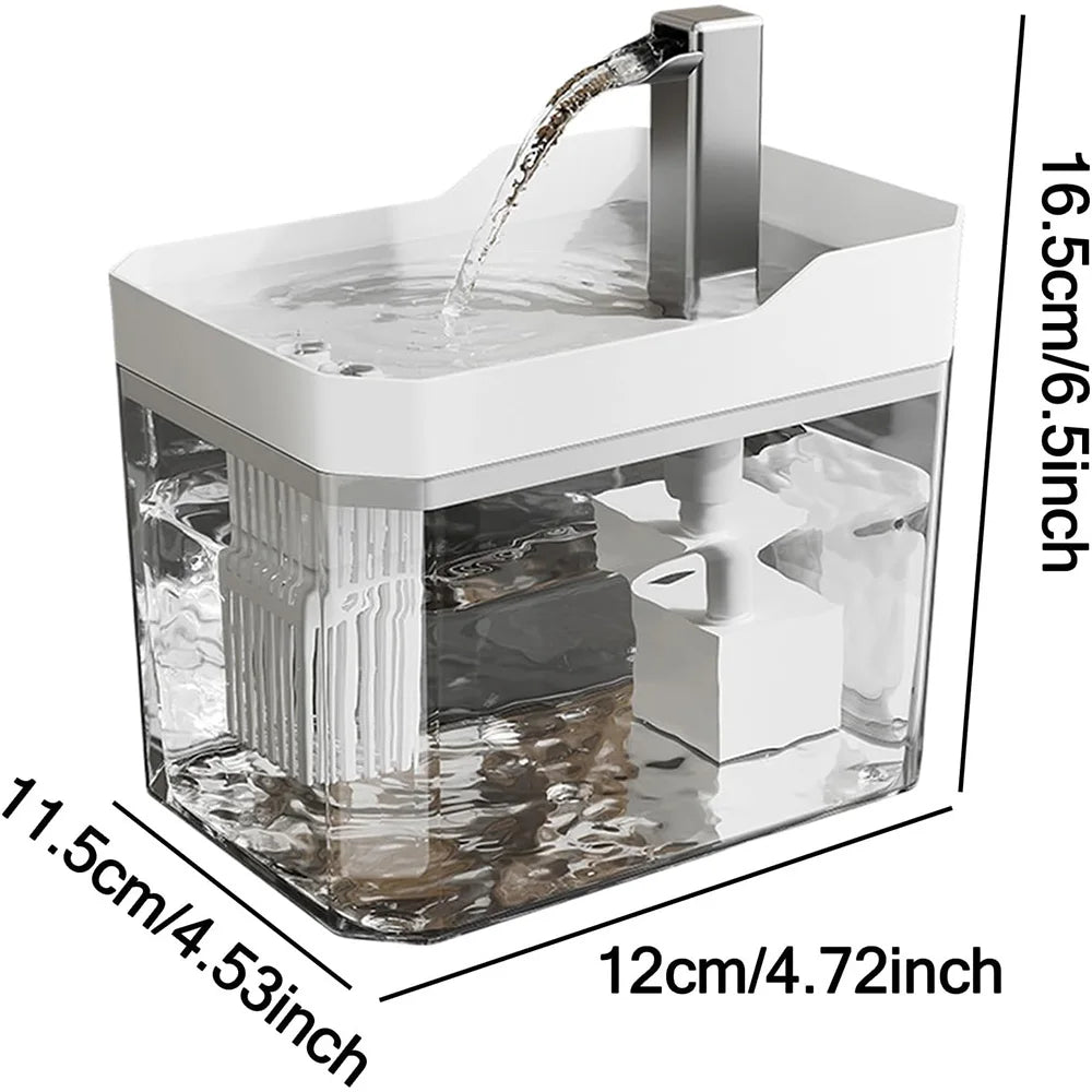 1.5L USB Cat Water Fountain with Circulating Filter Quiet Pet Drinker