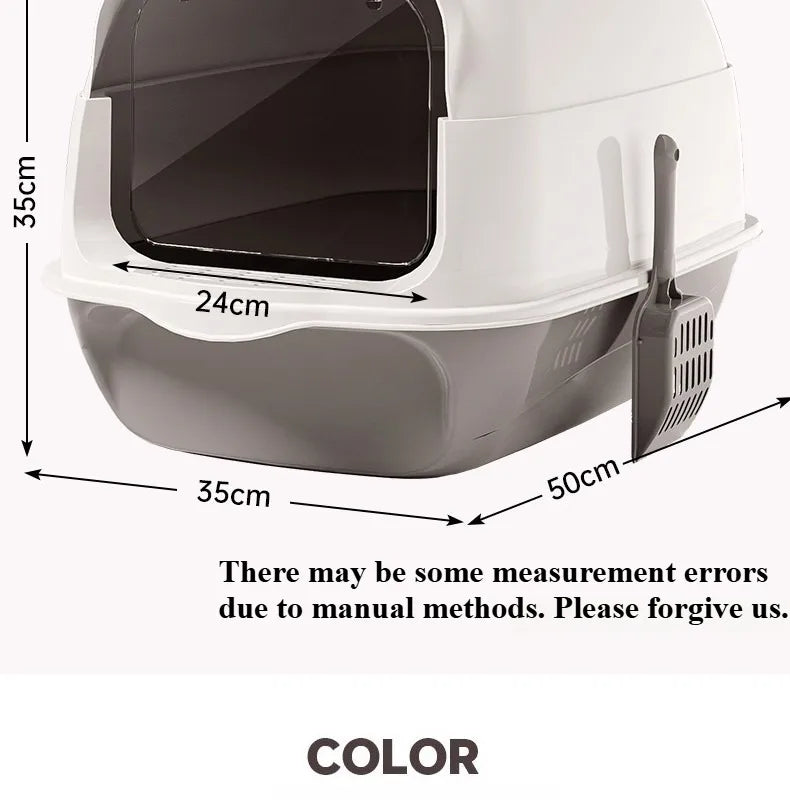 Fully Enclosed Drawer Cat Litter Box with Splash-Proof Anti-Odor Lid