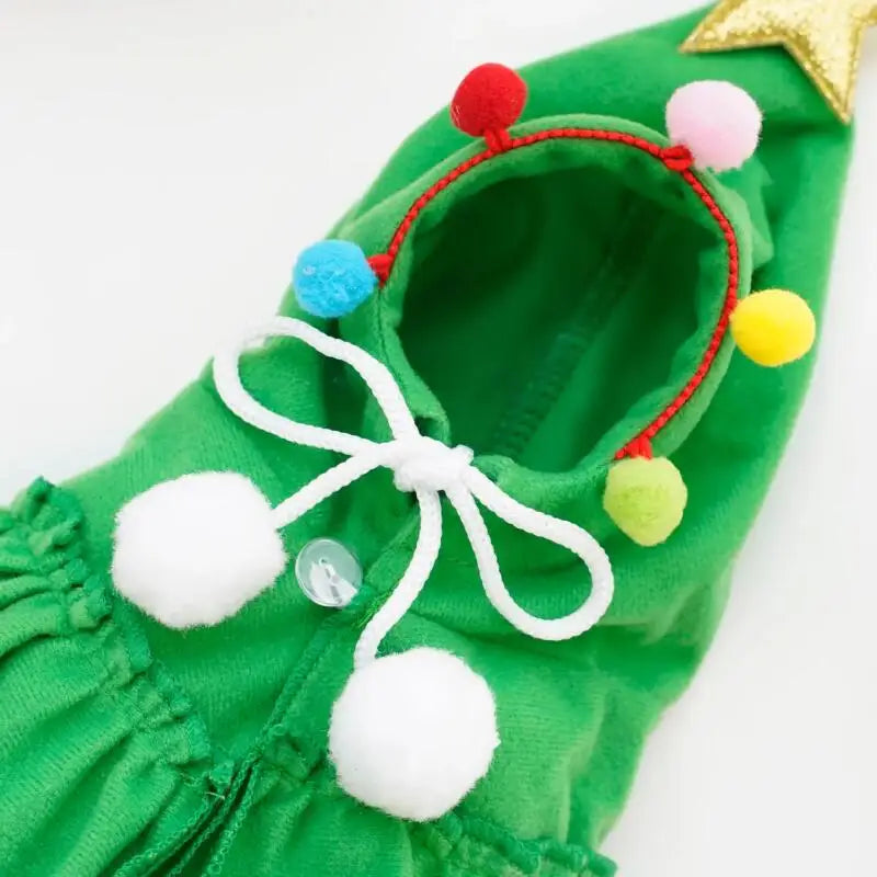 Christmas Tree Costume Dress with Star Hat for Small Dogs & Cats