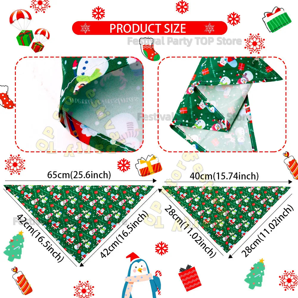 Christmas Dog Bandana Scarf, Holiday Triangle Bib for Dogs & Cats