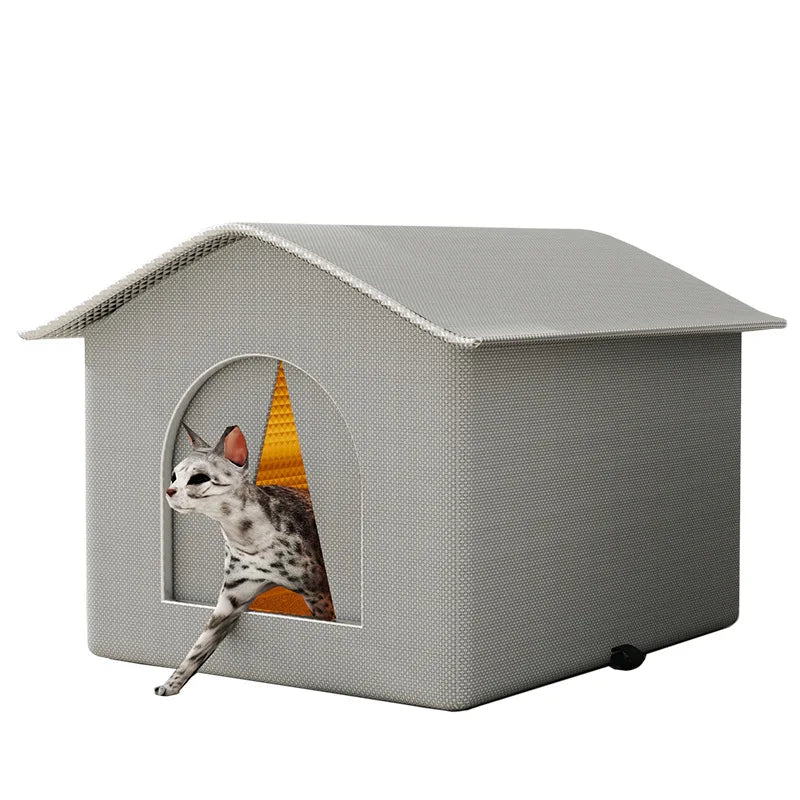 Waterproof Outdoor Pet House for Cats & Small Dogs, Warm Foldable Shelter