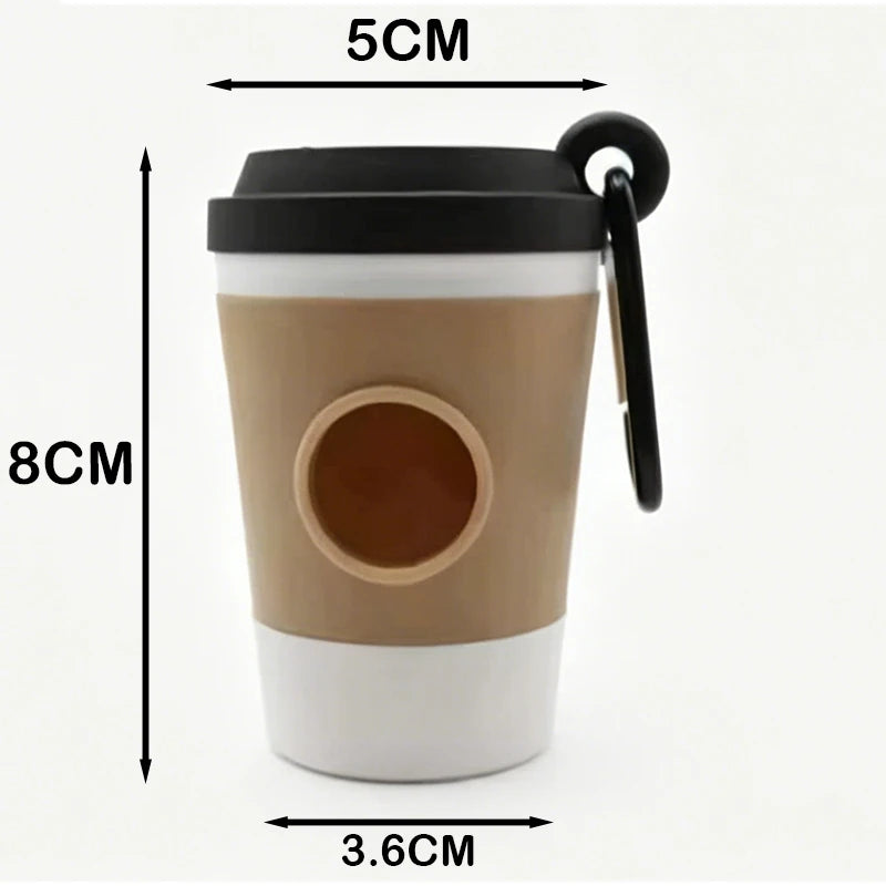 Coffee Cup Dog Poop Bag Dispenser with Leash Clip for Walks