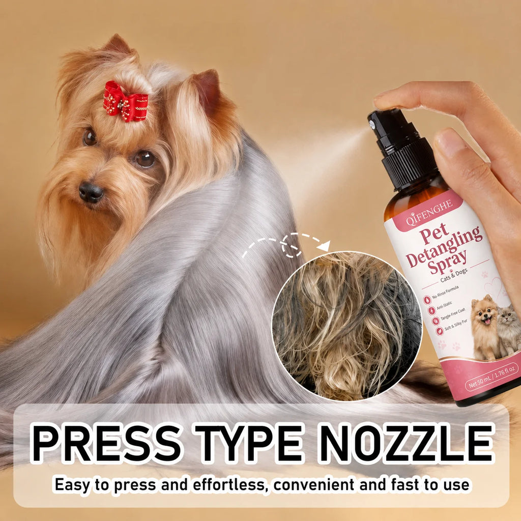 No-Rinse Pet Detangler Spray for Dogs and Cats, Mat and Knot Remover