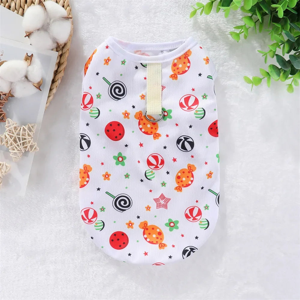 Cooling Summer Pet Vest – Soft Cartoon Shirt for Small & Large Dogs