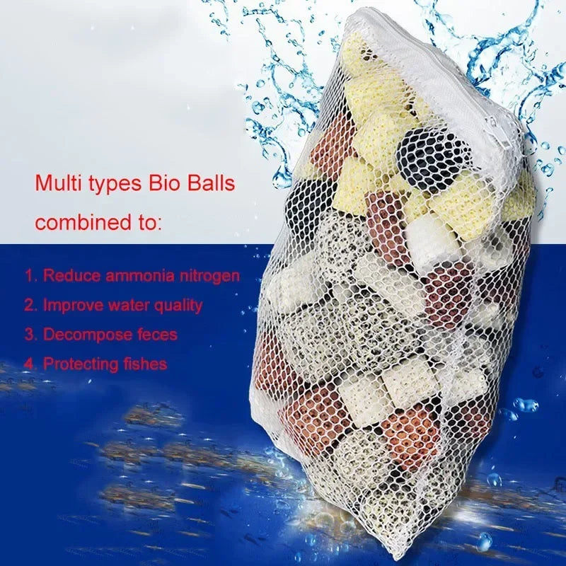 Aquarium Bio Balls & Ceramic Ring Filter Media Mix for Fish Tank Filters