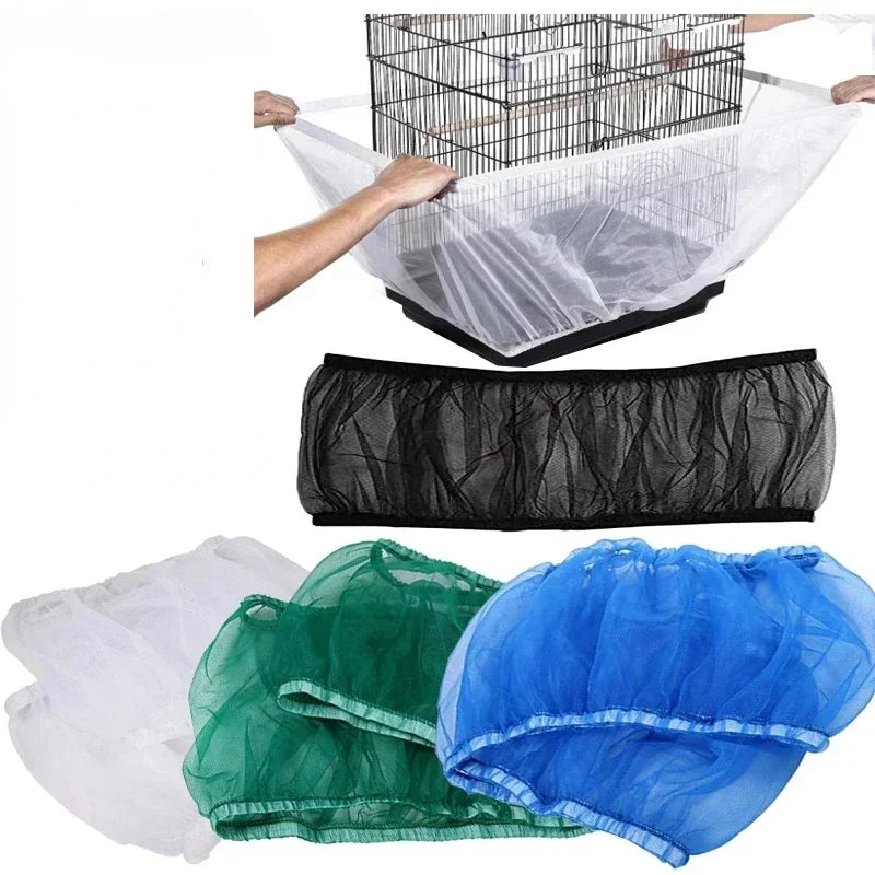 Stretchy Mesh Bird Cage Seed Catcher Skirt, Easy-Clean Cage Guard