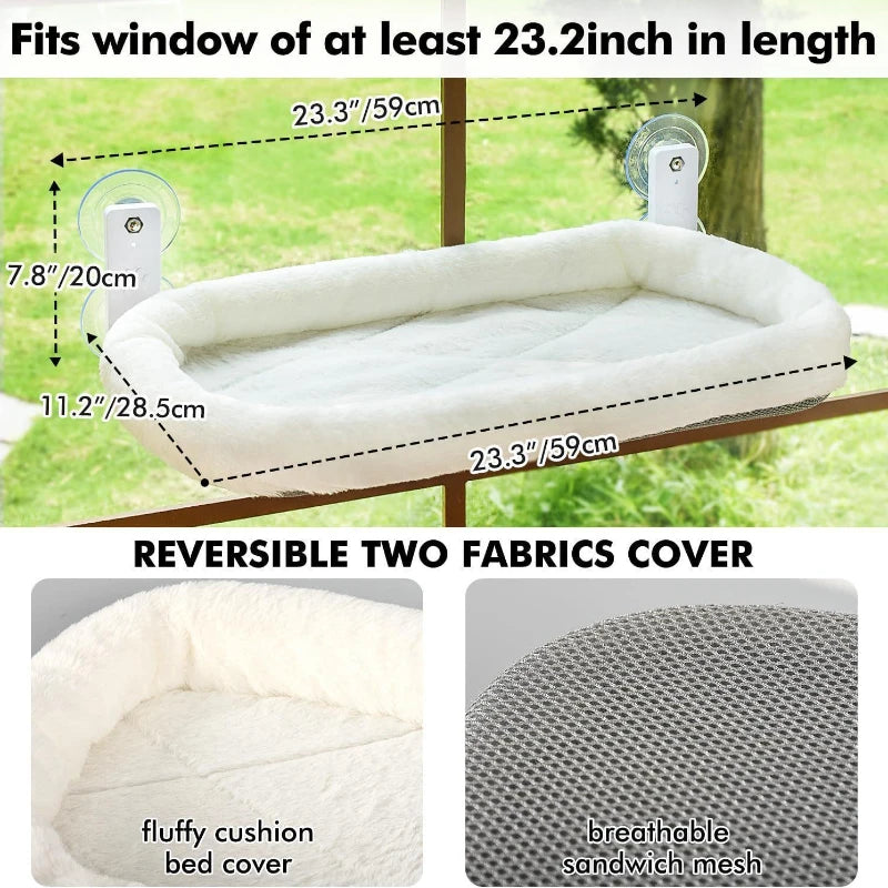 Cat Window Hammock Perch with Suction Cups for Sunbathing