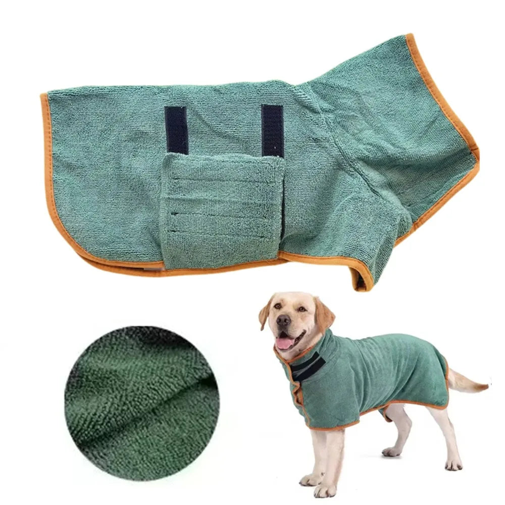Absorbent Dog Bathrobe, Quick-Drying Pet Bath Towel for Dogs & Cats