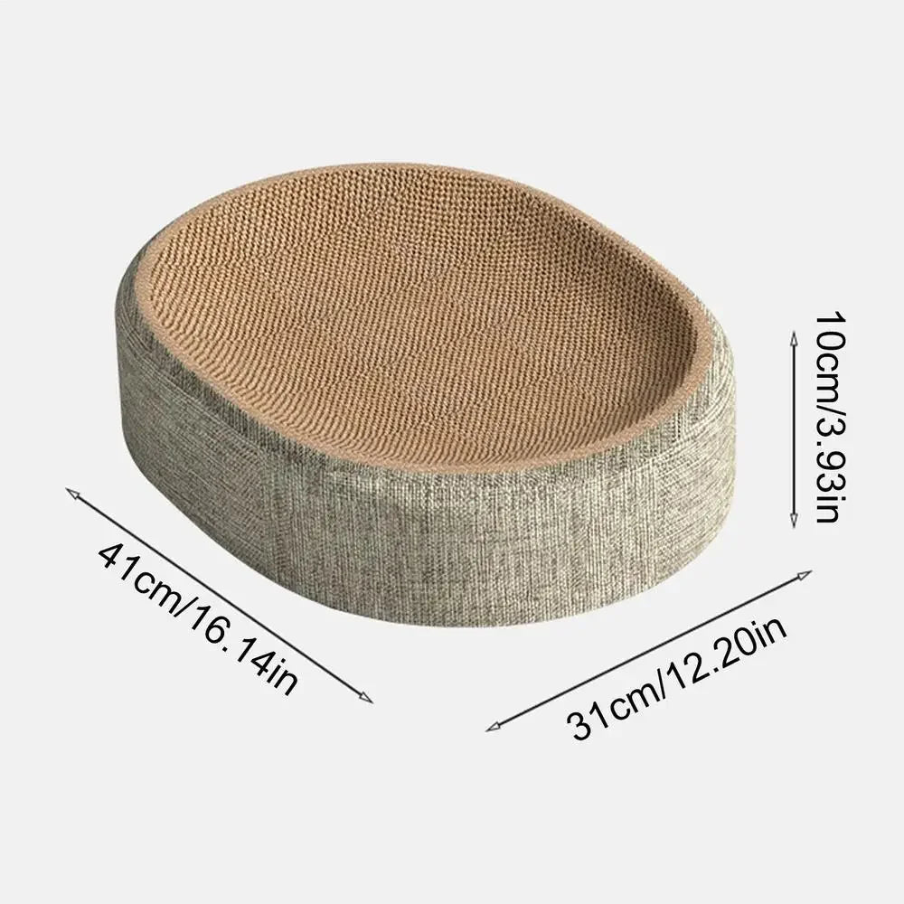 2-in-1 Oval Cardboard Cat Scratcher Bed, Corrugated Scratching Nest