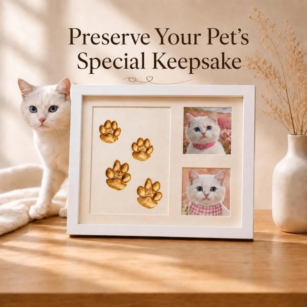 DIY Pet Paw Print Clay Keepsake Kit with Wooden Photo Frame