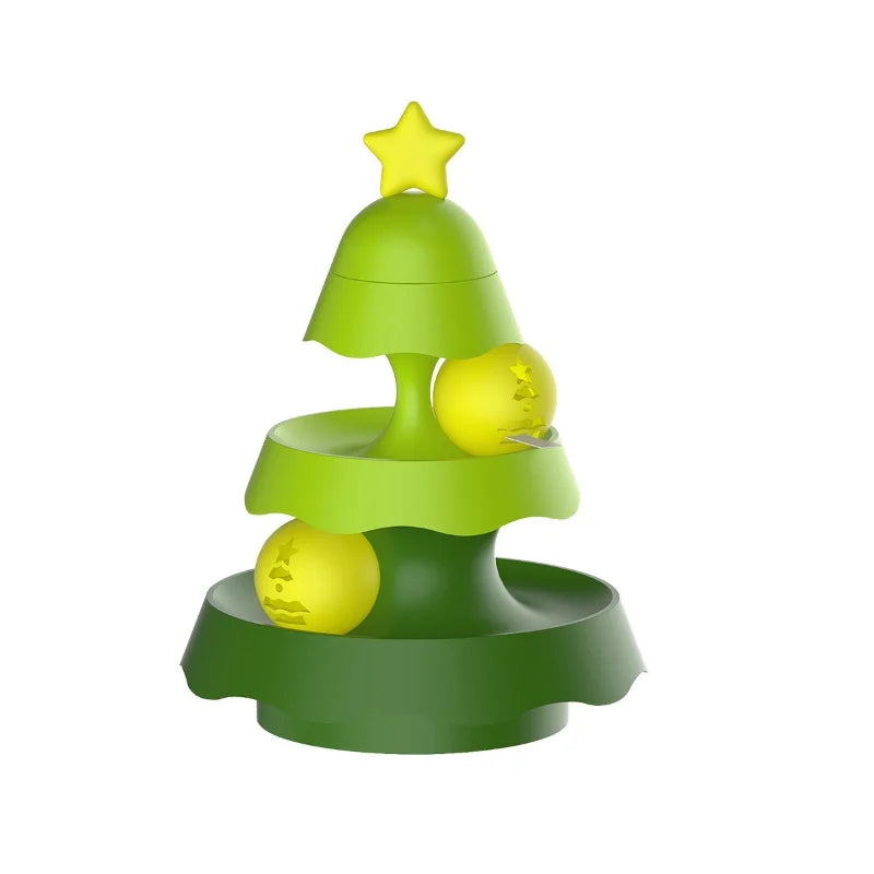 Christmas Tree Cat Toy with Light-Up Ball & Bell