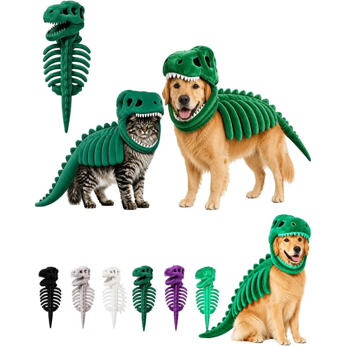 Funny Dinosaur Skeleton Pet Costume for Dogs and Cats Halloween