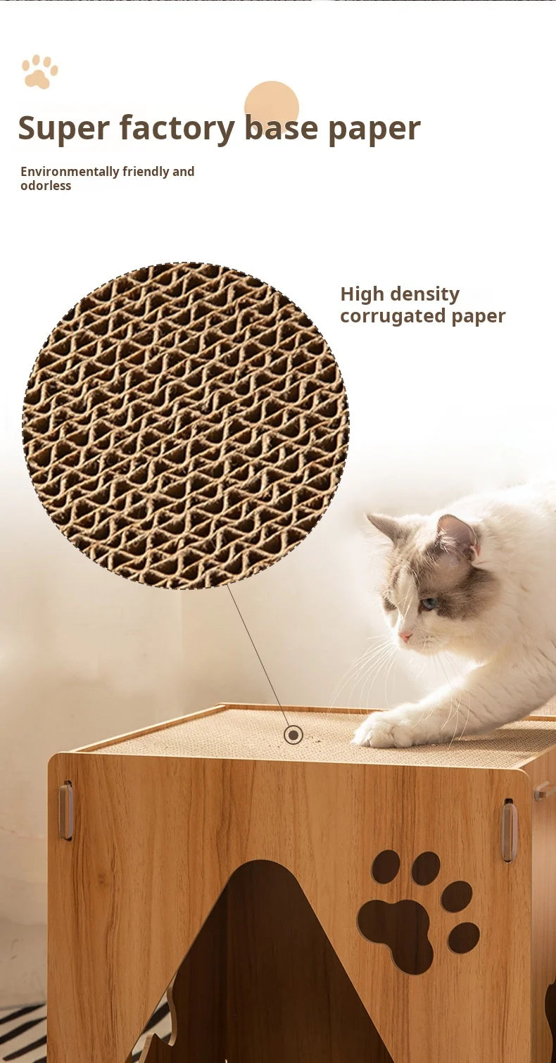 2-Panel Cardboard Cat Scratcher Lounge Bed, Replaceable Pad