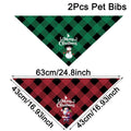 Christmas Plaid Dog Bandanas 2-Pack, Washable Holiday Pet Scarf Bibs