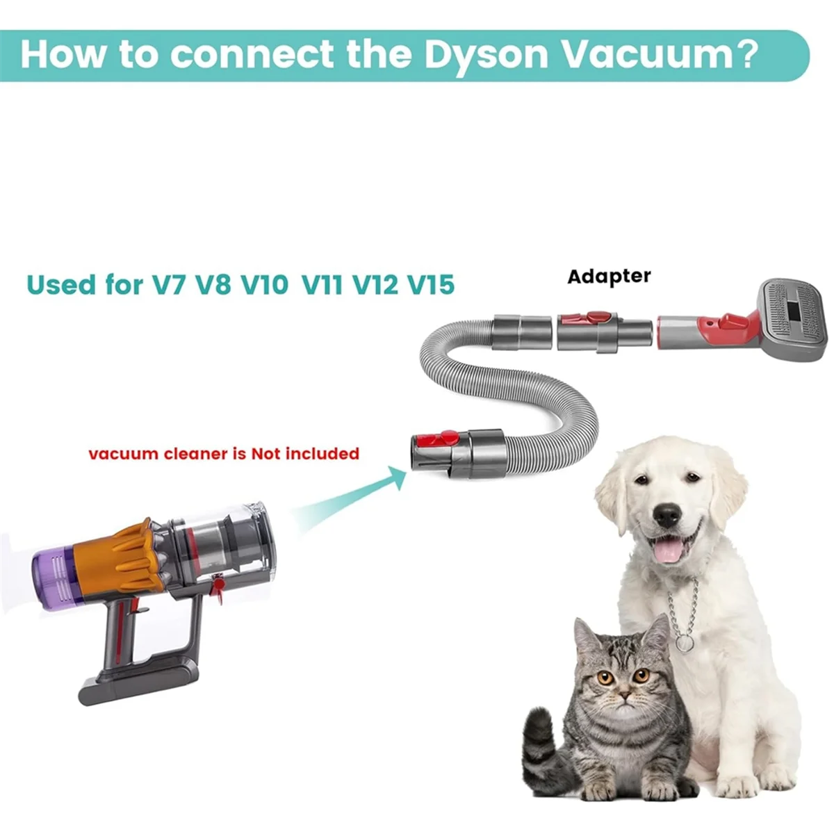 Pet Grooming Brush Attachment Kit for Dyson V7 to V15 Vacuums