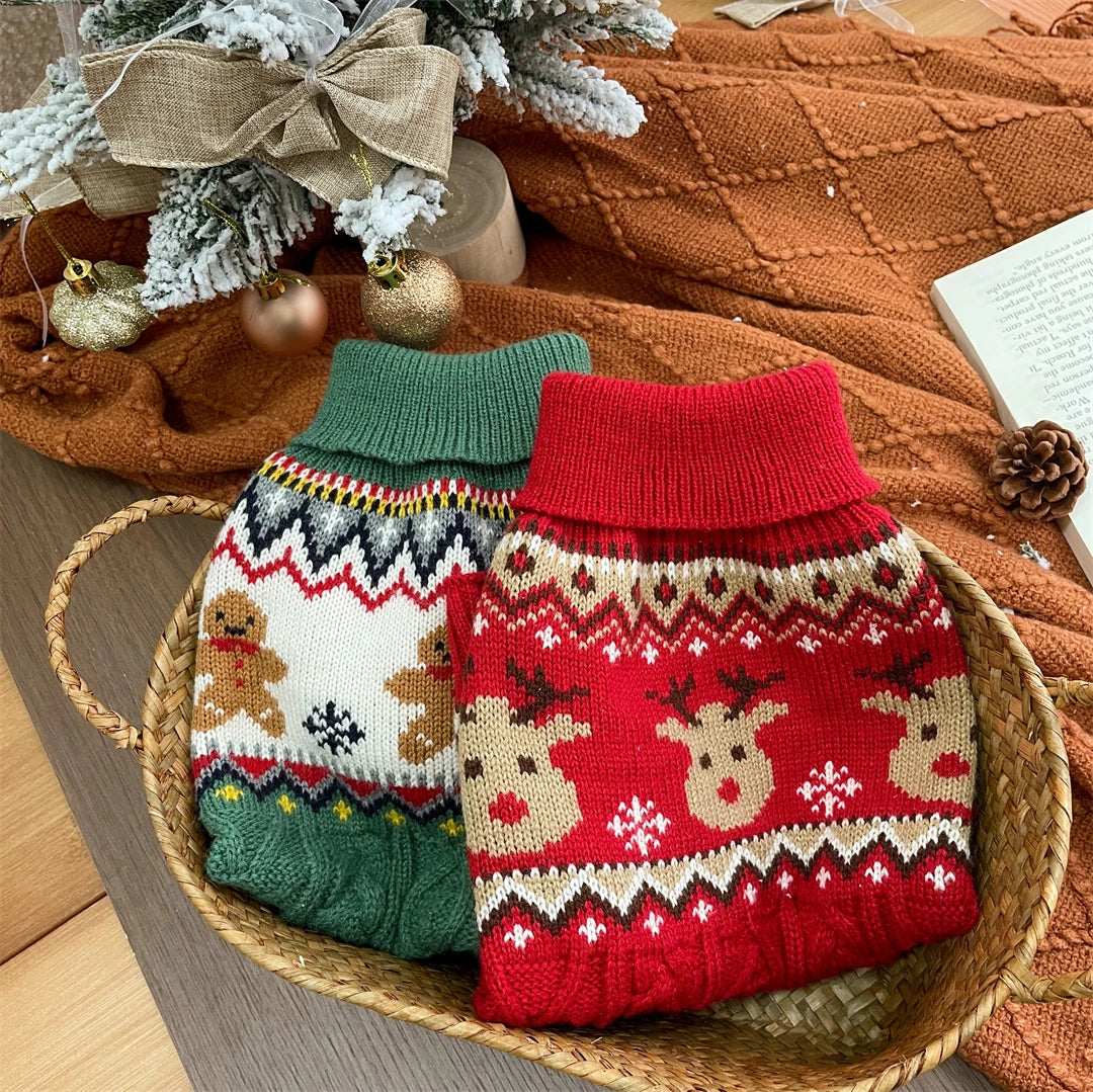 Christmas Dog Sweater, Winter Knitted Pullover for Small Dogs & Cats