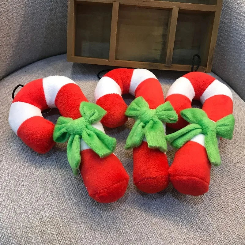 Festive Christmas Tree Plush Squeaky Chew Toy for Small Dogs